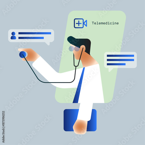 Doctor providing telemedicine consultation online. Virtual healthcare service with doctor.
