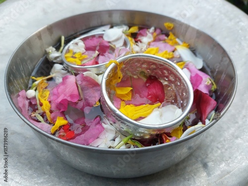 Traditional Flower Water Bowl for Thai Songkran Ritual