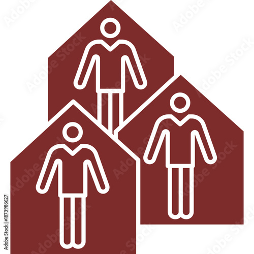 Three Houses with People Icons