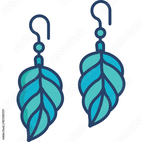 Teal Feather Earrings Icon
