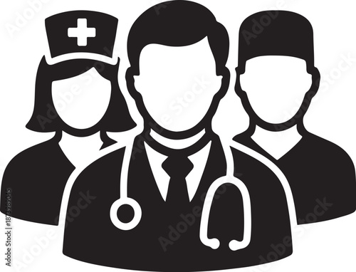 Print Medical Team Silhouette with Doctor and Nurses
