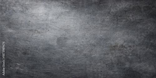 A dark and vintage black and white grunge metal background features a dirty textured concrete wall surface with a rough old stone pattern and a blank grey board frame