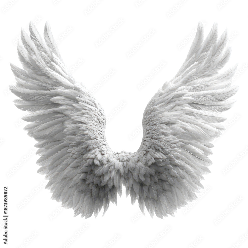 Obraz premium A pair of white angel wings on a black background