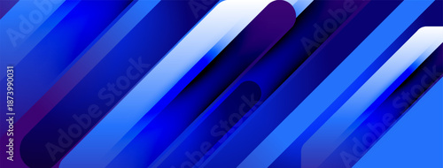 Abstract geometric design. Diagonal lines create dynamic visual effect. Blue, purple, white hues dominate composition. Modern aesthetic.