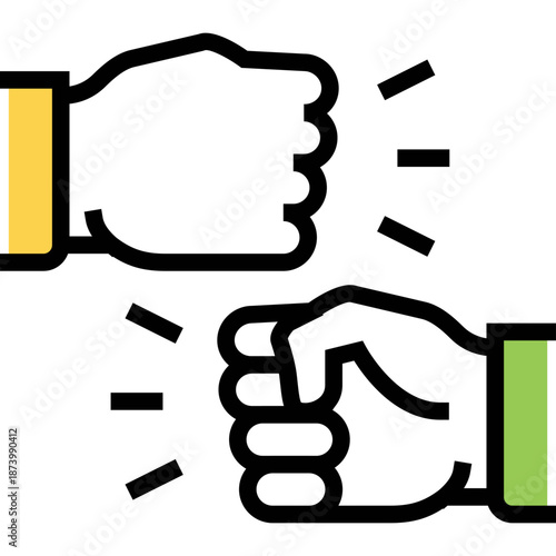 Two fists meeting, representing conflict or agreement