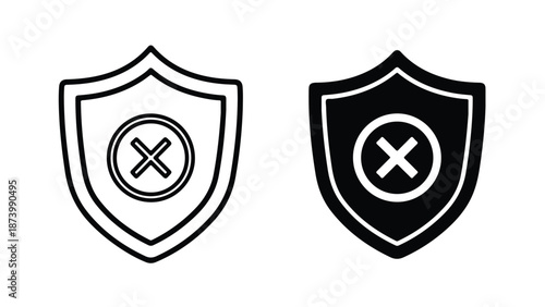 Security Shield Prohibited Access Vector Icon Set Flat Design. Modern style icon. Vector icon set. Glyph and solid icon set. Icon vector. Flat Design Icon. line icon set