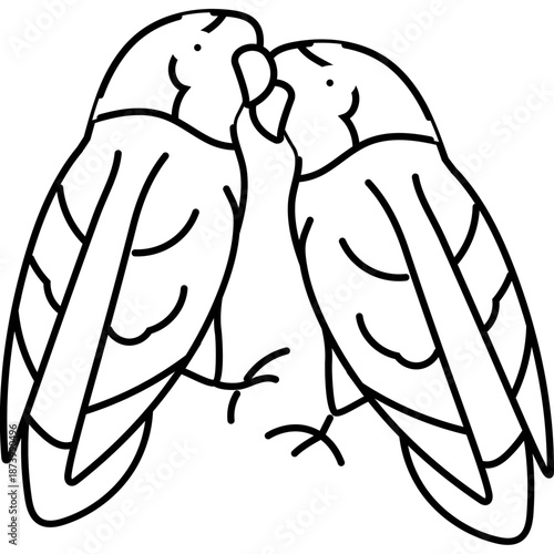 Two lovebirds kissing