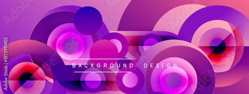 Abstract circles overlap, creating vibrant purple, pink gradients. Modern design element for backgrounds, presentations. Smooth transitions visible.