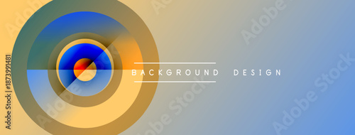 Abstract colorful circles overlap, creating dynamic visual effect. Gradient background complements design elements. Simple text reads background design.