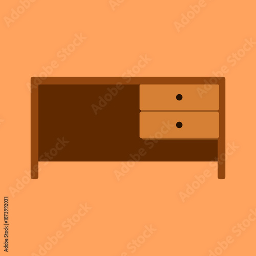 Illustration of a Wooden Table with Two Drawer