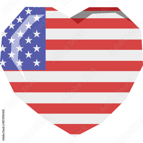 USA Flag Heart Shape