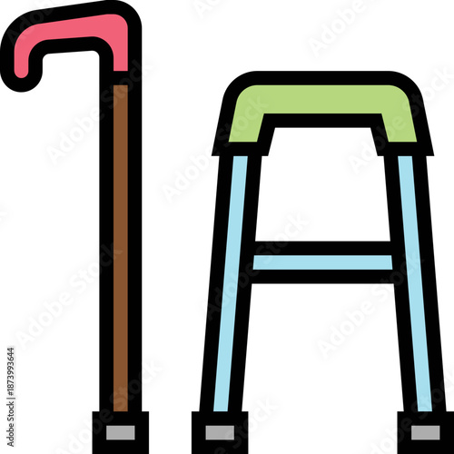 Walking Cane and Walker Icon