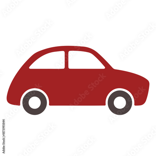 A minimalist red car vector graphic with a simple design