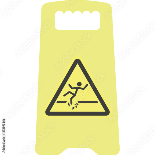 Wet Floor Warning Sign with Slipping Figure Icon