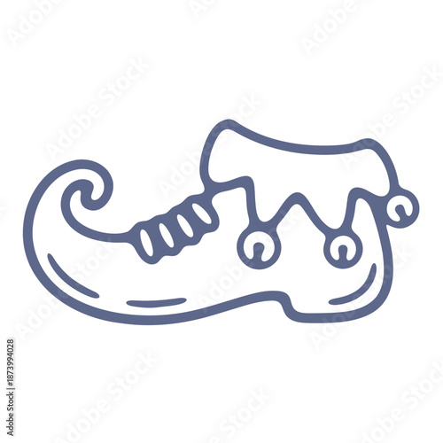 A minimalist vector illustration of a Christmas elf shoe with a jolly design