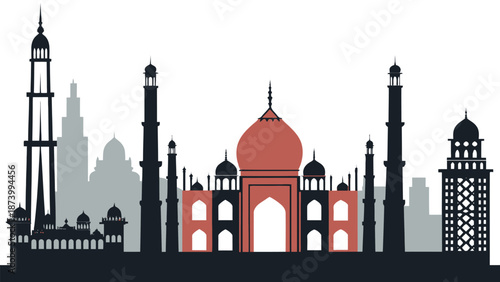 Vibrant Indian cityscape with iconic Taj Mahal architecture