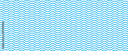 Seamless Wave Pattern, Hand drawn water sea vector background. Wavy beach print, curly grunge paint lines,