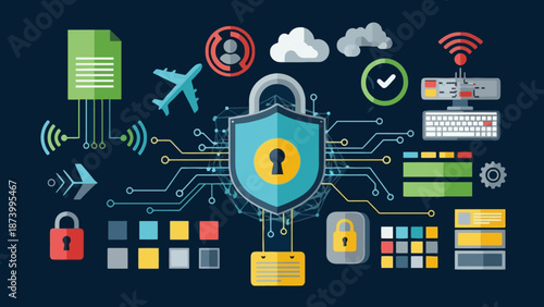 Digital Security and Network Protection Concept, Cybersecurity and Data Privacy