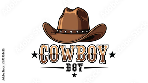 Cowboy Hat with the text Cowboy Boy below, vector illustration