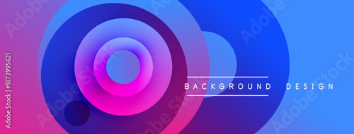 Abstract vibrant circles create dynamic background. Gradient colors blend, offering modern visual appeal. Text reads background design.
