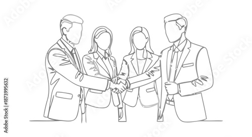 Business partners shaking hands in a partnership agreement illustration