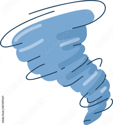 Blue tornado swirl icon. Storm warning. For weather apps, emergency alerts, forecasts, infographics, stickers and web banners.