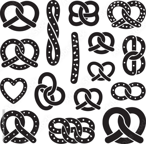 Black and white pretzel shapes collection