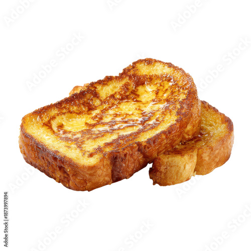 A delicious slice of French toast on a black background