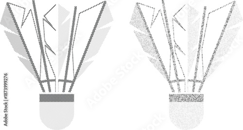 Two White Badminton Shuttlecock Icons Vector