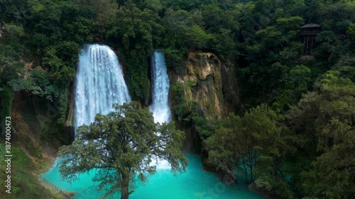 Discover Minas Viejas Waterfall in Huasteca Potosina, San Luis Potosi, Mexico on a sunny day