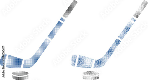 Ice Hockey Stick and Puck Vector Illustration Set