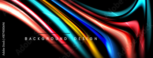 Abstract flowing lines, vibrant colors, dark background. Modern design element, dynamic shapes, smooth gradients. Perfect for digital projects.