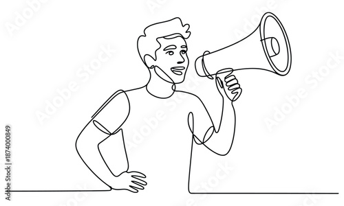 Person shouting through a megaphone