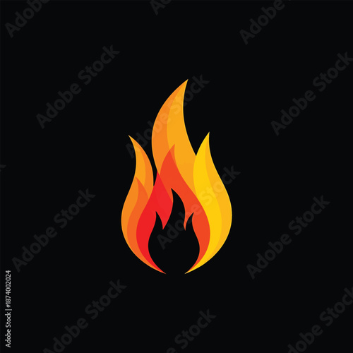 Stylized Flame Icon with Vibrant Orange and Red Gradient on Black Backdrop.