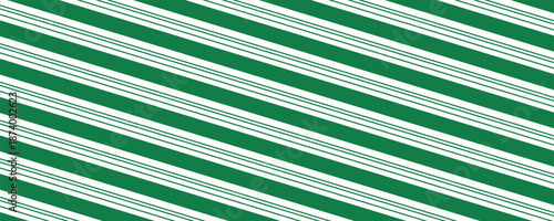 Vintage green candy cane stripes Christmas holiday Vector Pattern. Retro french horizontal ticking stripes green white seamless pattern.