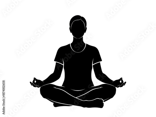 Woman Meditating in Lotus Position Silhouette