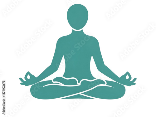 Meditating Person in Lotus Position on White Background