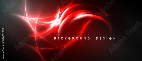Abstract red light streaks over dark background. Modern design element, dynamic energy, visual impact. Simple text reads background design.