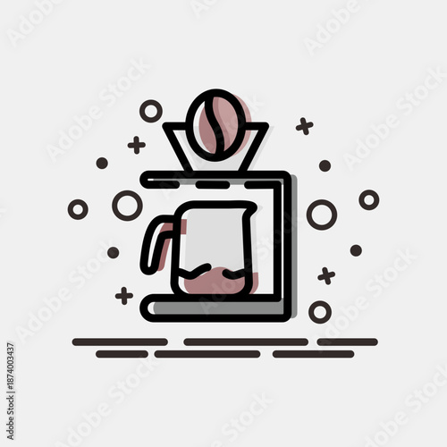 Icon coffee dripper. Coffee shop elements. Icon in MBE style.