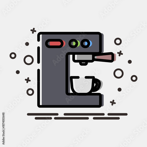 Icon coffee machine. Coffee shop elements. Icon in MBE style.