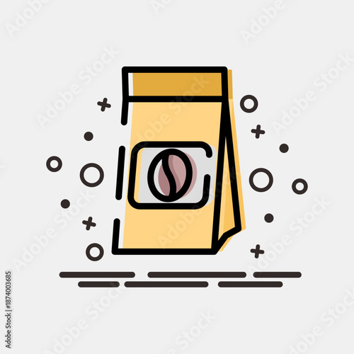 Icon coffee pack. Coffee shop elements. Icon in MBE style.