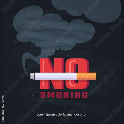 No smoking poster. social anti tobacco poster. vector placard