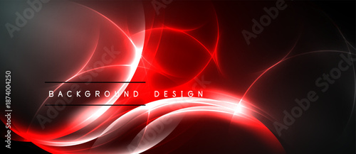 Abstract red energy flows, dynamic curves, dark background. Modern design element, vibrant illumination, sleek presentation.
