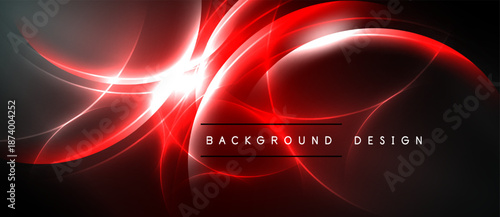 Abstract red energy flows, dynamic curves, black background. Modern design element, vibrant illumination, sleek presentation.