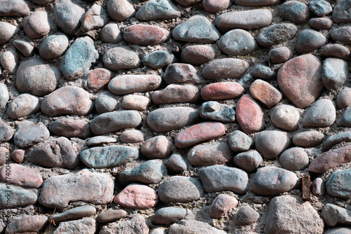 Stone Wall Texture Made of Rounded Pebbles