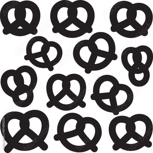 pretzels in various orientations on white background