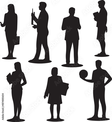 set of business people silhouettes standing in different poses