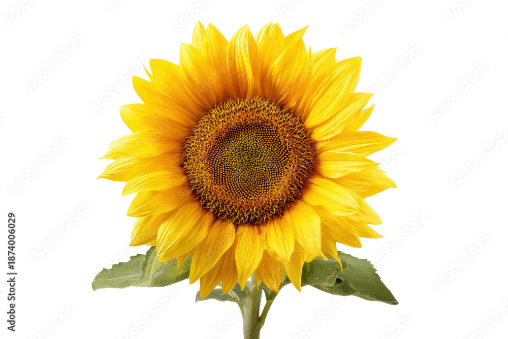 Fototapeta premium A large and vibrant sunflower against a black background