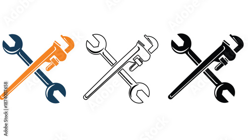 A set of colorful wrenches and tools on a white background
