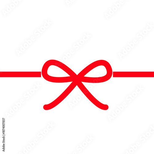 赤い蝶結びの水引をシンプルに描いた伝統的な和風イラスト